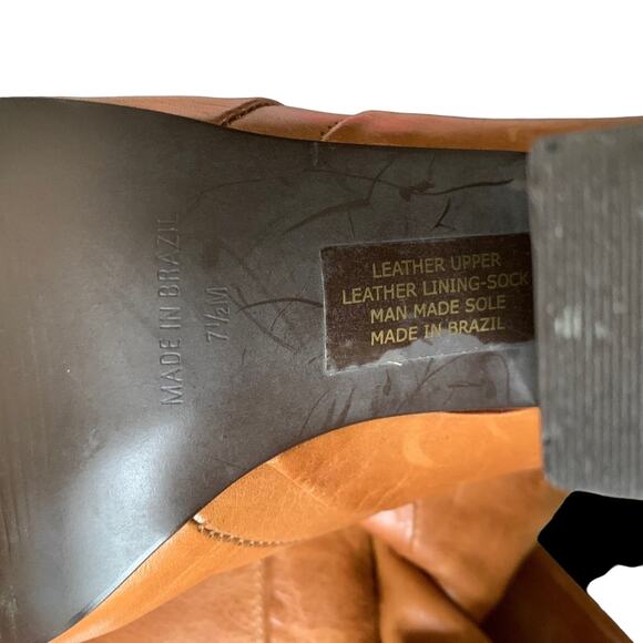 Brazilian over the knee chunky heel leather tan boots women’s 7 1/2 M - Picture 11 of 11